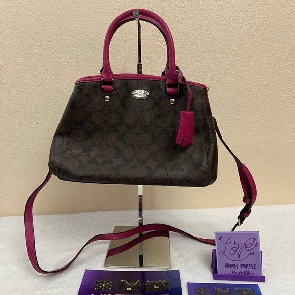 Coach Elegant Brown and Pink Designer Handbag - Picture 1 of 14